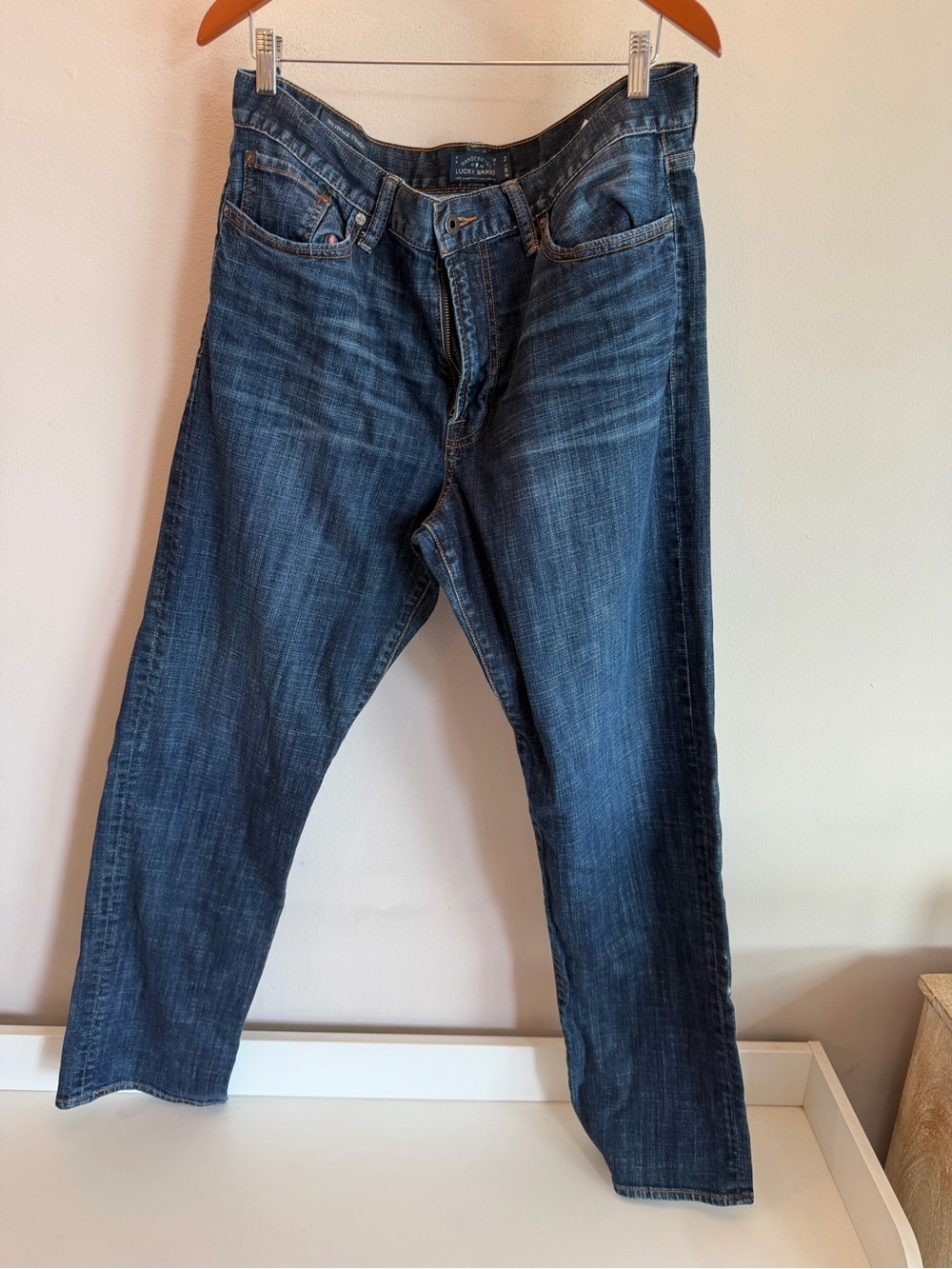 Classic Men's Dark Blue Straight-Leg Jeans 36x34